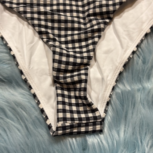 NWT Andie Swimwear The Cheeky Bikini Bottom in White Black Gingham Print Sz L - Picture 6 of 12